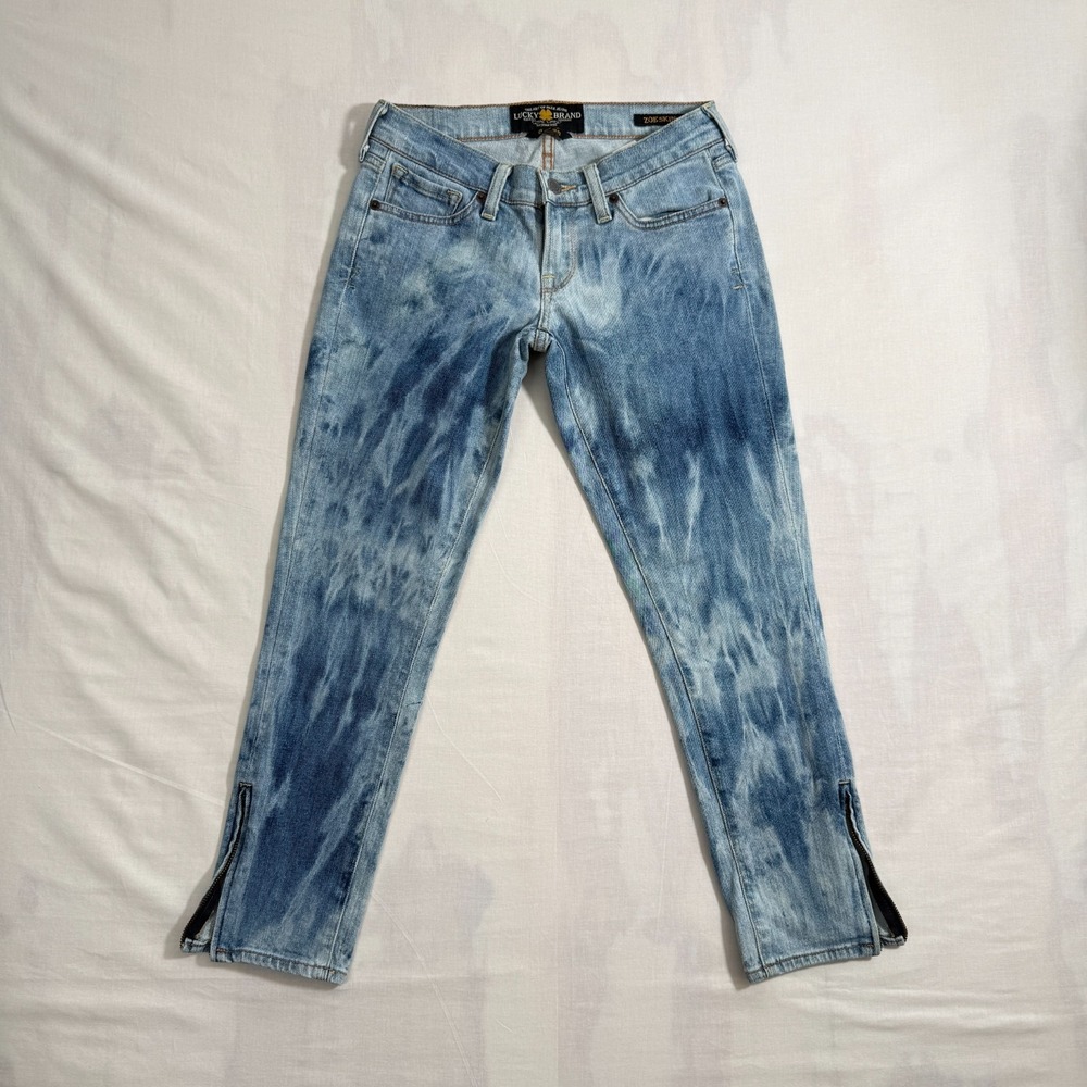 Lucky Brand Zoe Skinny Jeans Womens Size 25 Light Wash Stretch Denim Ankle Zip